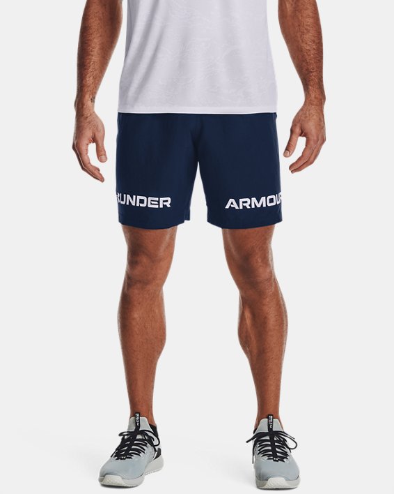 Men's UA Woven Graphic Wordmark Shorts in Blue image number 0